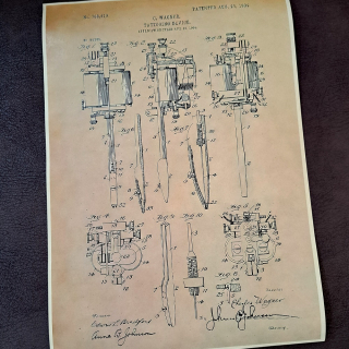 Papierový plagát Patent tetovacieho strojčeka
