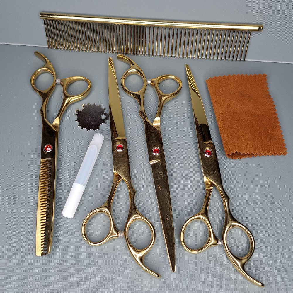 Barber nožnice set zlatý