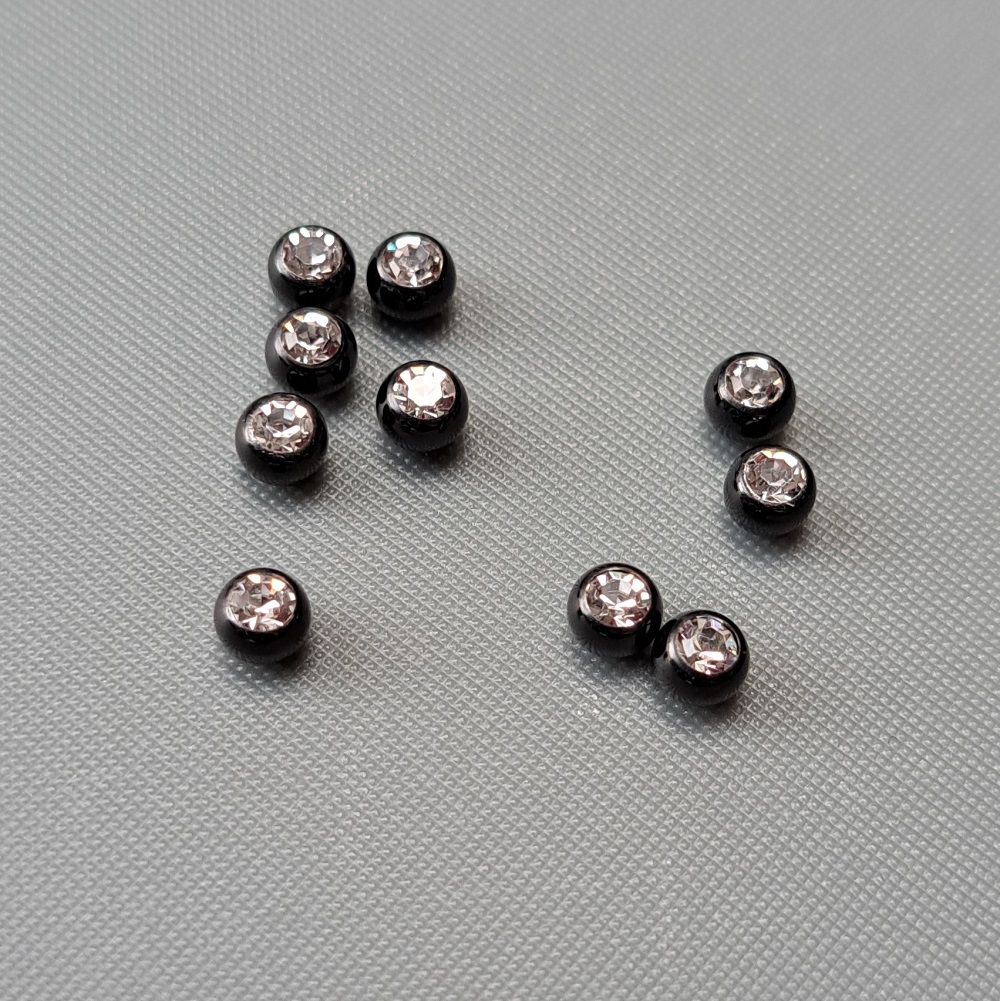 Náhradné guličky s kamienkom čierne 1,2mm/3mm,4mm 