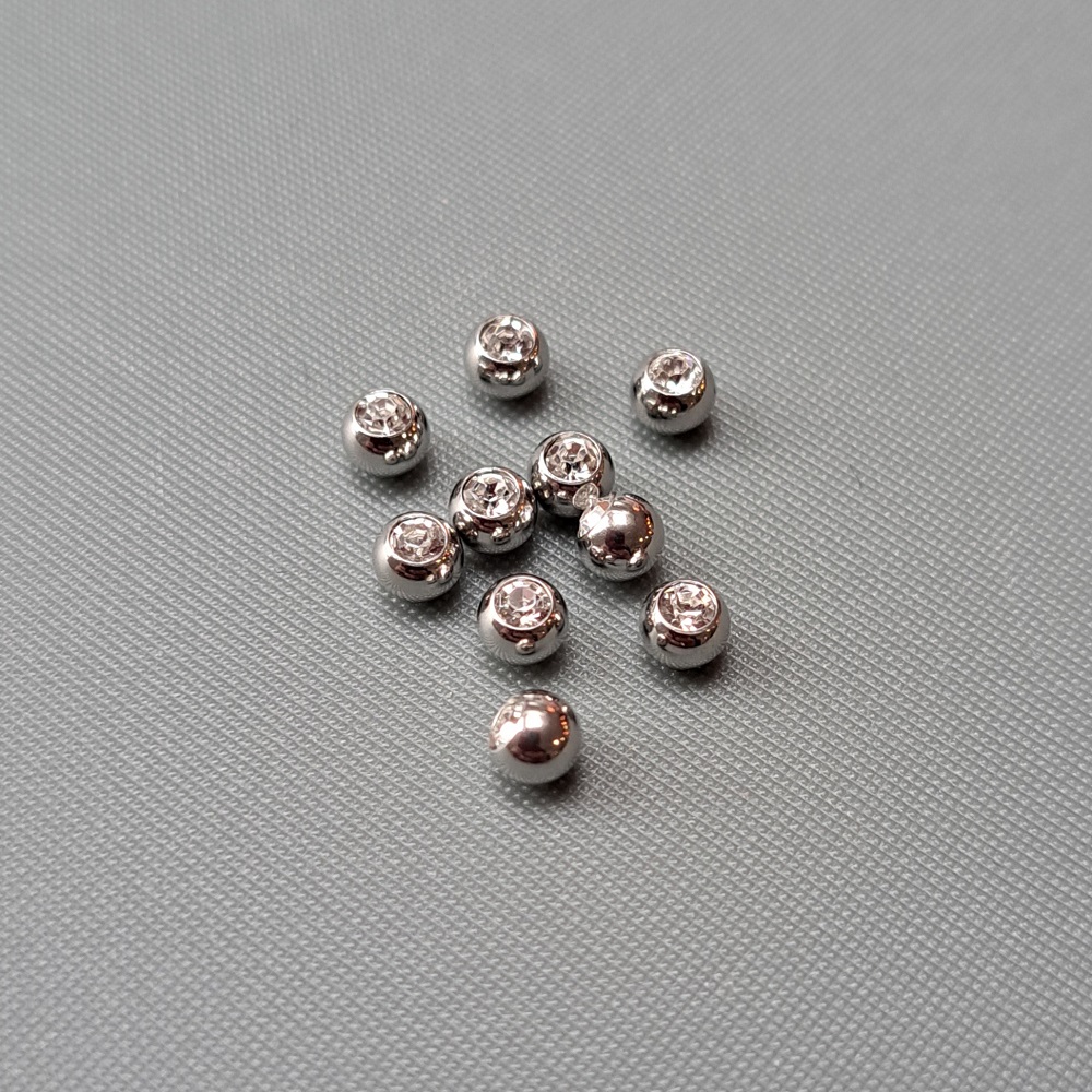 Guličky strieborné s kamienkom 1,2mm/3mm,4mm